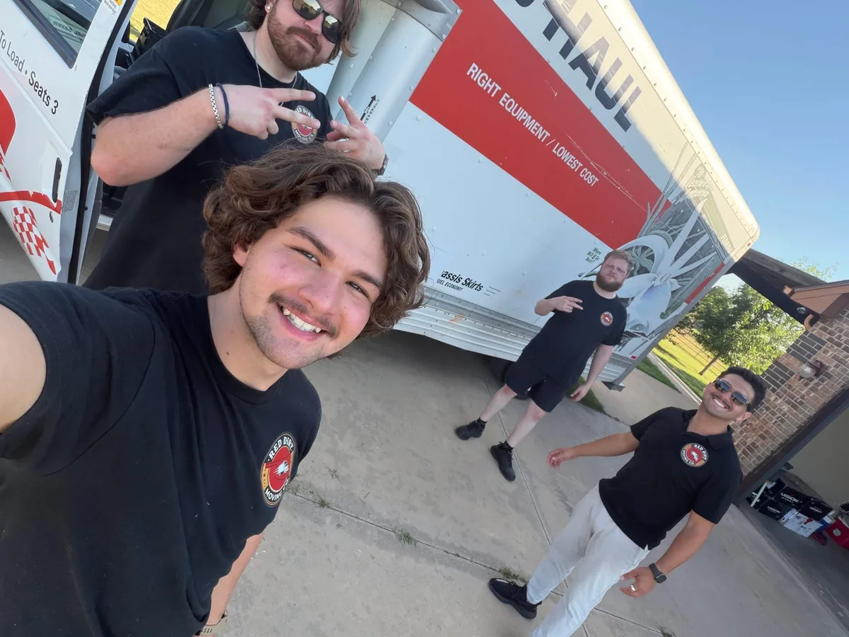 Red Dirt Moving labor crew ready to load a rental truck in Oklahoma